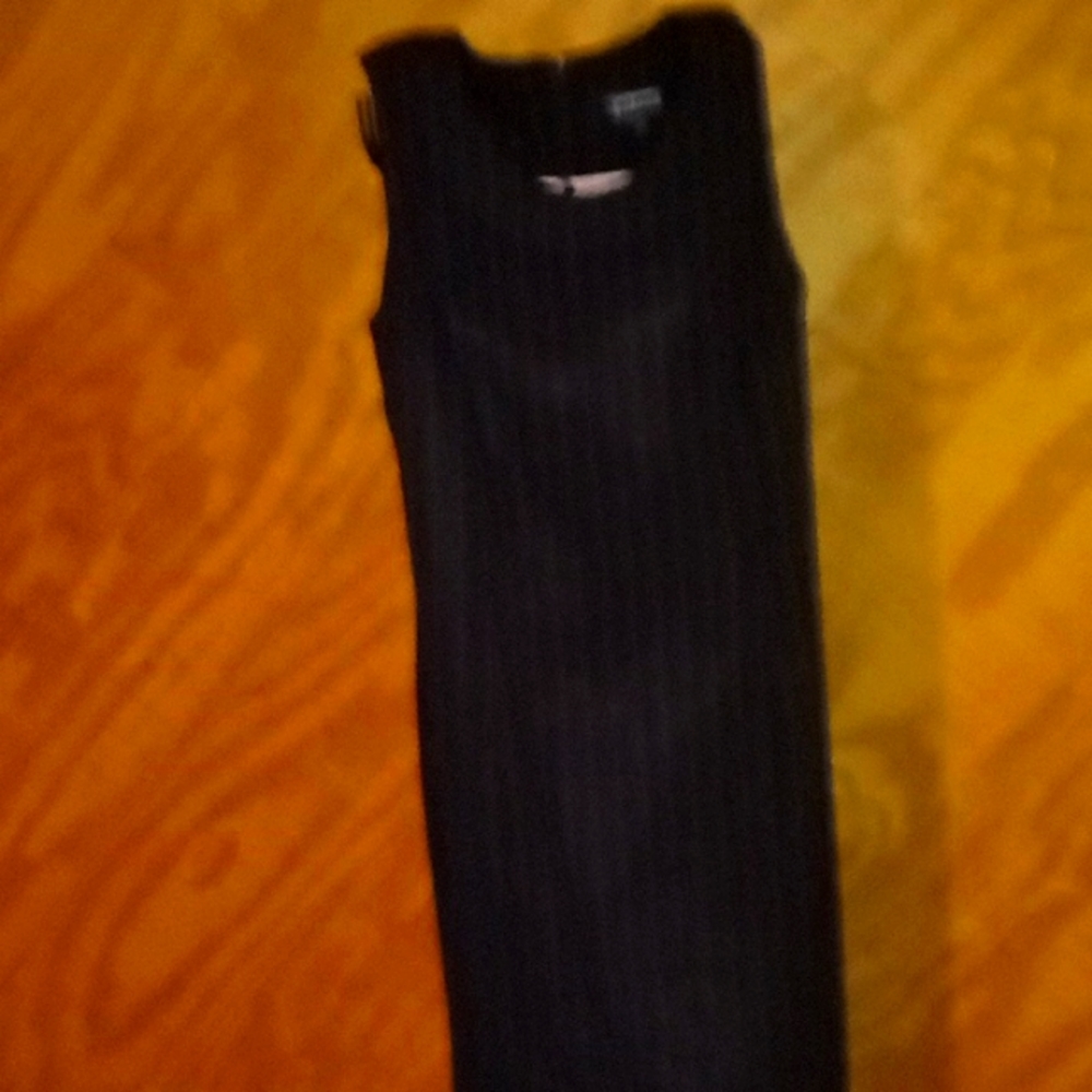 Larry Levine sleeveless navy blue dress with strips size 12